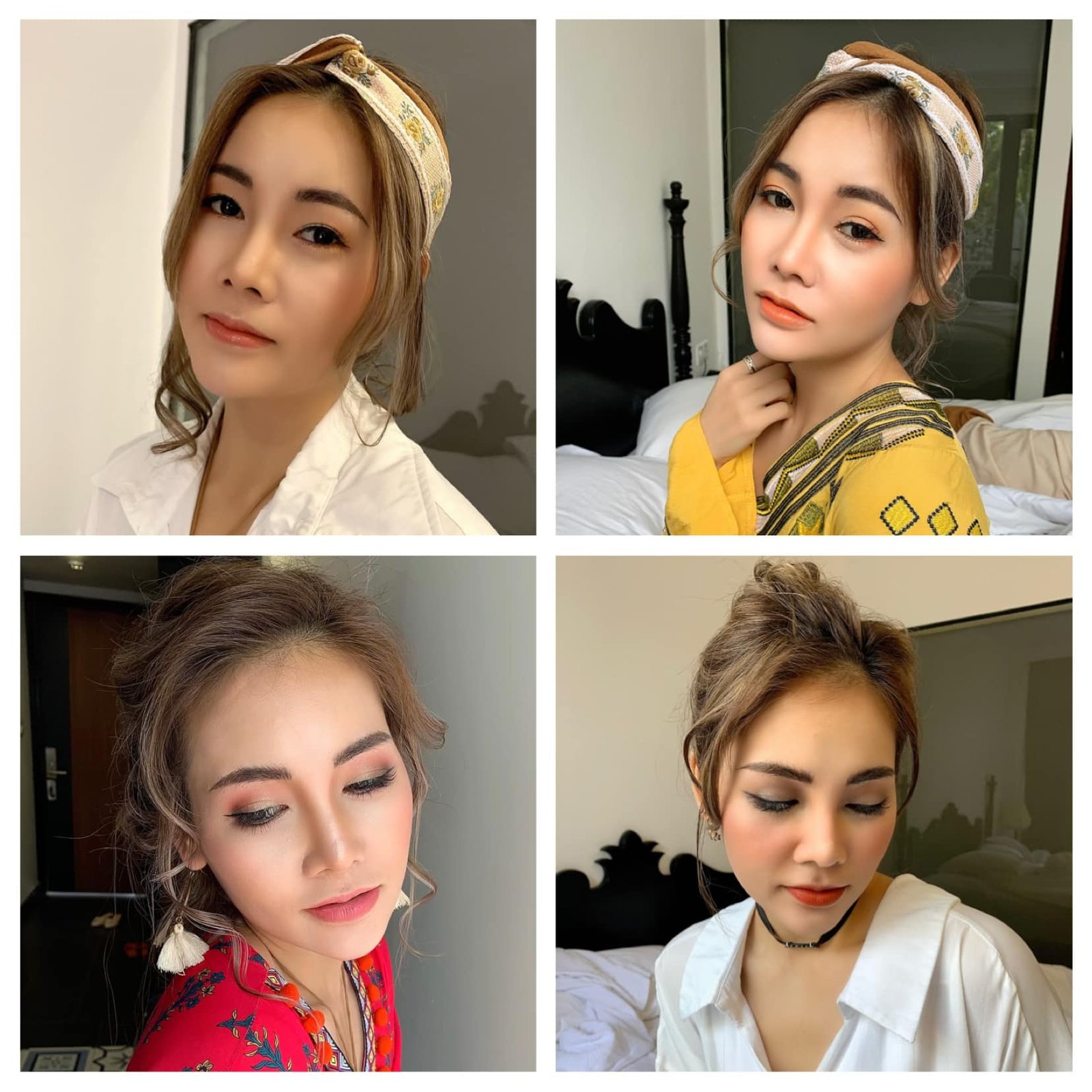 Elegant hair and makeup preparation for destination wedding guests