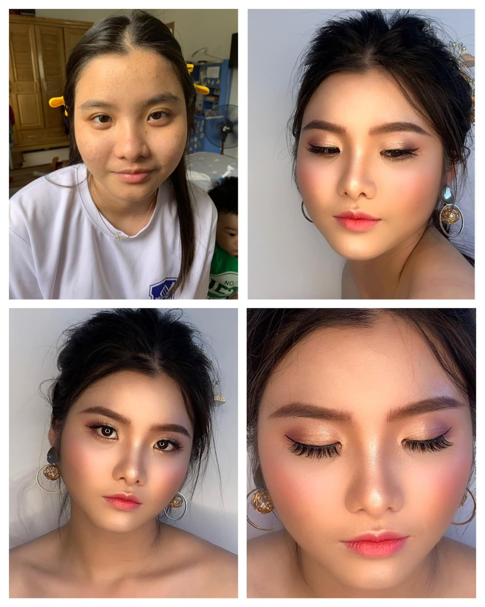 Elegant destination wedding guest makeup in Da Nang